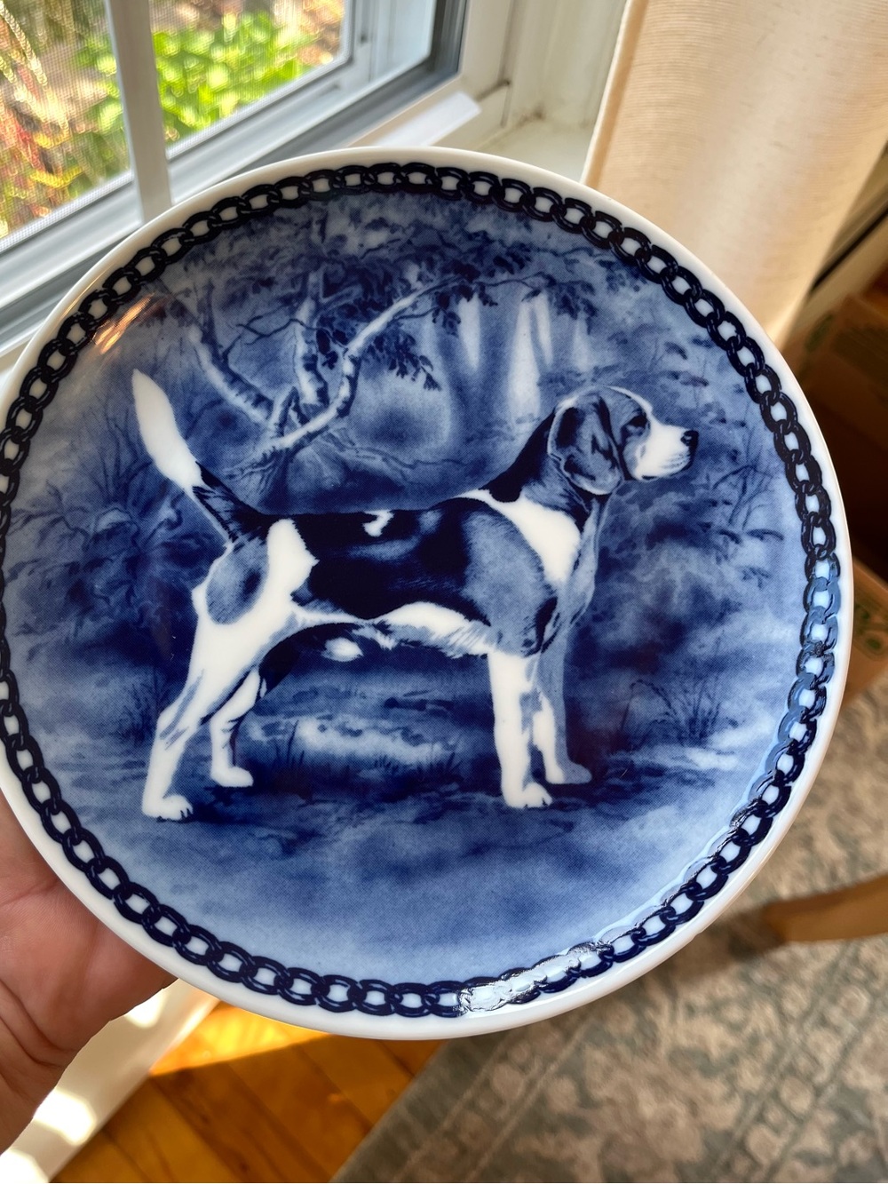 Vintage Delft Blue Beagle Plate Original Plate by Tove Svendsen Denmark
